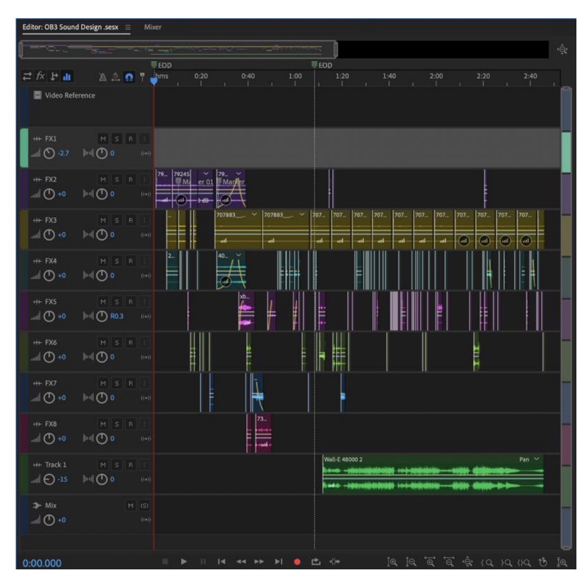 Adobe Audition session for WALL·E redesign