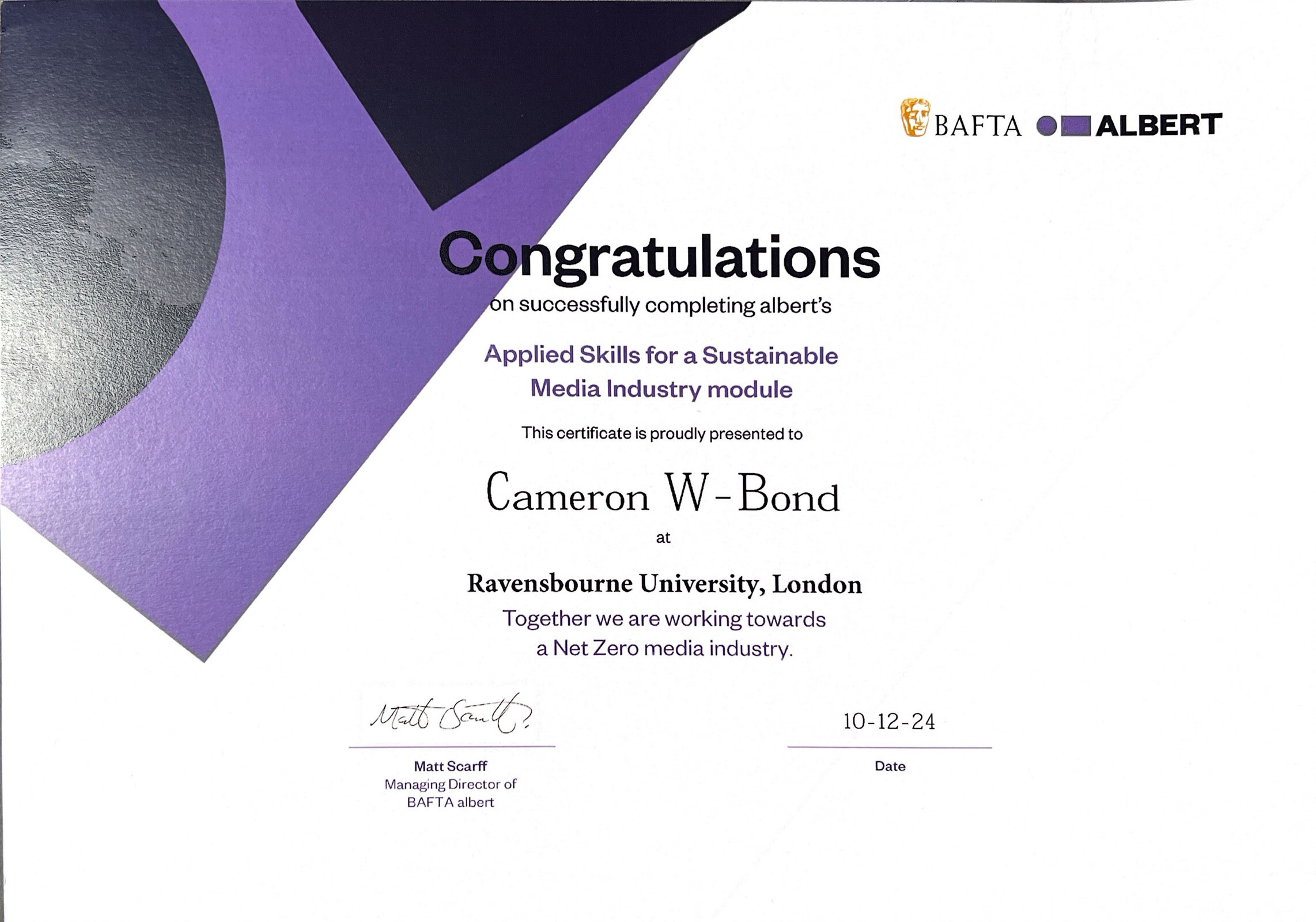 Albert Carbon Certification